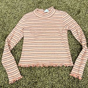 💚5 for $20💚Destined Long Sleeve peach with strips top